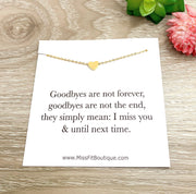 Heart Necklace with Card, Goodbyes Are Not Forever, Loss, Remembrance