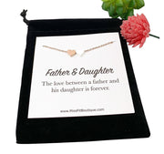 Father & Daughter Card, 2 Hearts Necklace, Gift for Daughter from Dad, Double Hearts Necklace, 18th Birthday Gift, Daughter Moving Away Gift