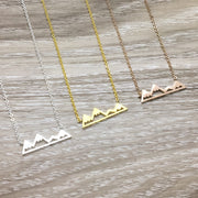 Mountain Range Necklace, Rose Gold, Silver, Gold, Stainless Steel