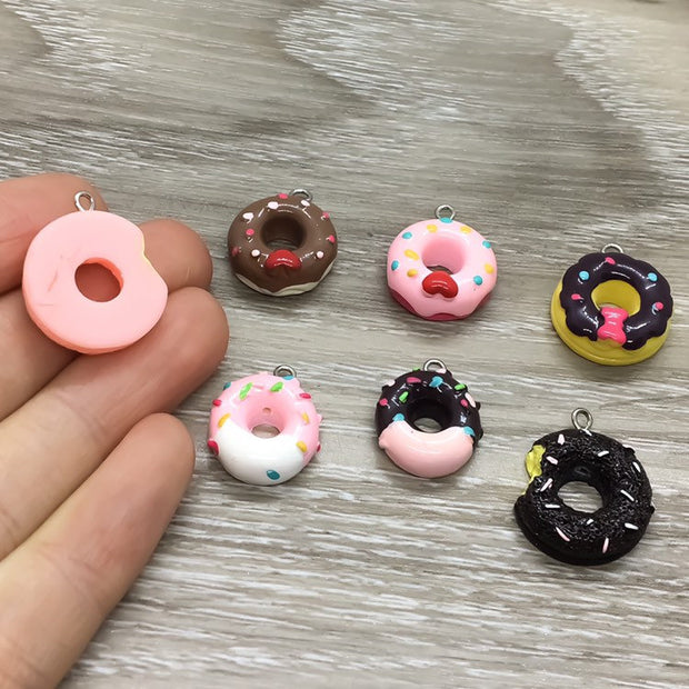 Miniature Donut Charm, Cabuchon, Resin