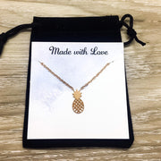 Tiny Pineapple Necklace with Inspirational Card, Dainty Jewelry, Pineapple Gift, Foodie Gift, Friendship Necklace, Gift for Best Friend
