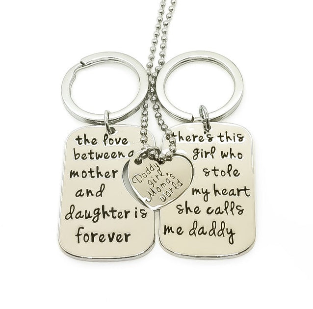 Mom dad daughter store keychain