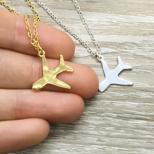 Small Airplane Pendant in Gold