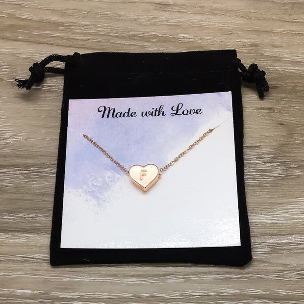 Tiny Heart Initial Necklace, Heart Jewelry, Friendship Necklace, Minimalist Jewelry, Gift for Daughter, Graduation Gift, Mother Necklace