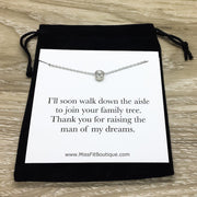 Mother of the Groom Necklace with Card, Tiny Round Crystal Necklace Silver, Gift for Mother in Law, Thank You For Raising Gift, Dainty