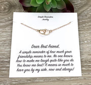 Dear Best Friend Card, Double Hearts Necklace with Gift Box, Two Heart Pendant, Gift for Friend, Friendship Gift, Birthday Gift