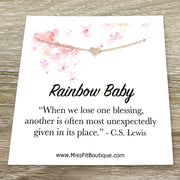 Rainbow Baby Quote, Congratulations Card, Tiny Heart Necklace, New Baby Gift, New Mom Jewelry, Miscarriage, Infertility Support Gift