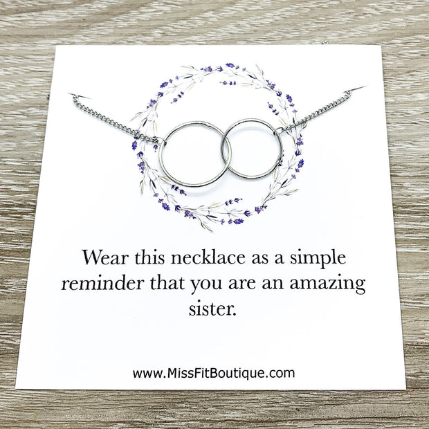 Amazing Sister Gift, Interlocking Circles Necklace, Circular Pendant, Linked Circles Necklace, Gift for Big Sister, Sister Birthday Gift