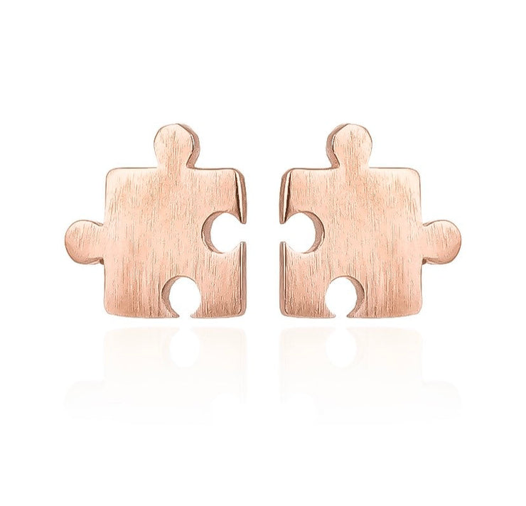 Tiny Puzzle Stud Earrings, Autism Awareness Gift, Jigsaw Puzzle Jewelry, Minimalist Earrings, Puzzle Gift, Dainty Jewelry, Minimalist Gift