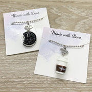 Coffee & Cookie Necklaces, Matching Friendship Necklace Set for 2, Best Friends Gift, Tweens BFF Gift, Sandwich Cookie Charm, Bestie Gifts