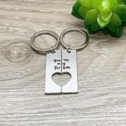 You&#39;re My Person Matching Keychain Set for 2, Interlocking Heart Keychains, Personalized Friendship Gifts, Gift for Girlfriend, Sister Gift