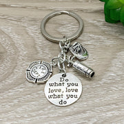 Fireman Keychain, Gift for Firefighter, Fire Charms, Gift for Dad, Fireman Life Charms, Firefighting Keychain, Fire Extinguisher Charm