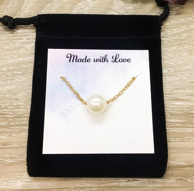 Congratulations Card, Gold Pearl Necklace, Dainty Pendant, Gift for Mom to Be, First Time Mom Gift, Baby Shower Gift, Expectant Mother Gift