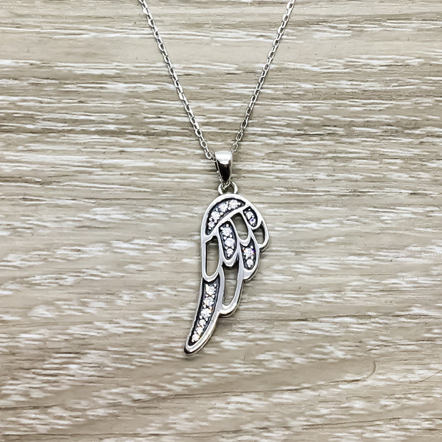 Sterling Silver Angel Necklace, Piece of my Heart is in Heaven Necklace, Never Forgotten Card, Dainty Loss Jewelry, Remembrance Gift, Grief