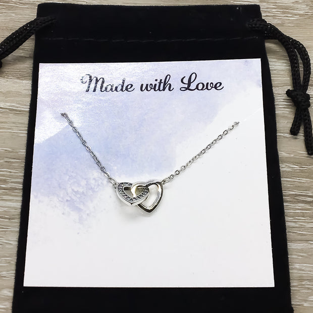 Father & Daughter Gift, 2 Link Hearts Necklace, Sterling Silver Jewelry, Gift for Daughter from Dad, Daughter Necklace, Birthday Gift