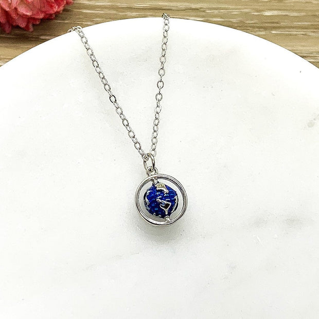 You Mean The World To Me, Tiny Planet Earth Necklace, Friendship Necklace, Gift for Best Friend, Going Away Gift for Sister, Women Necklace