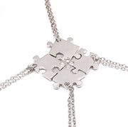 Puzzle Necklace Set for Four, Silver Puzzle Piece Pendant, Gold Interlocking Puzzle Jewelry, Autism Awareness Gift, Best Friend Gifts
