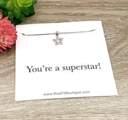 You’re a Superstar Card, Star Necklace Sterling Silver, Encouragement Gift, Dainty Cubic Zirconia Jewelry, Celestial Necklace, Uplifting