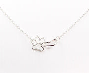 Paw Print Necklace, Interlocking Heart Pendant, Dog Owner Necklace, Gift for Cat Owner, Pet Memorial Gift, Loss of Dog Keepsake, Remembrance
