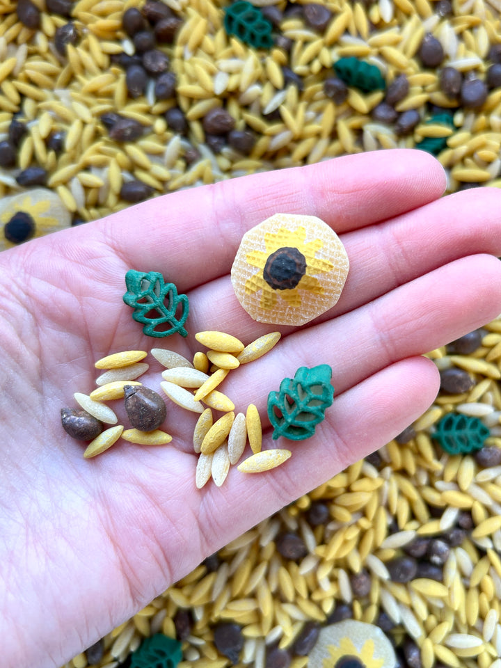 Sunflower Fields Sensory Filler | Fall Sensory Bin | Handpainted Sunflower Pasta