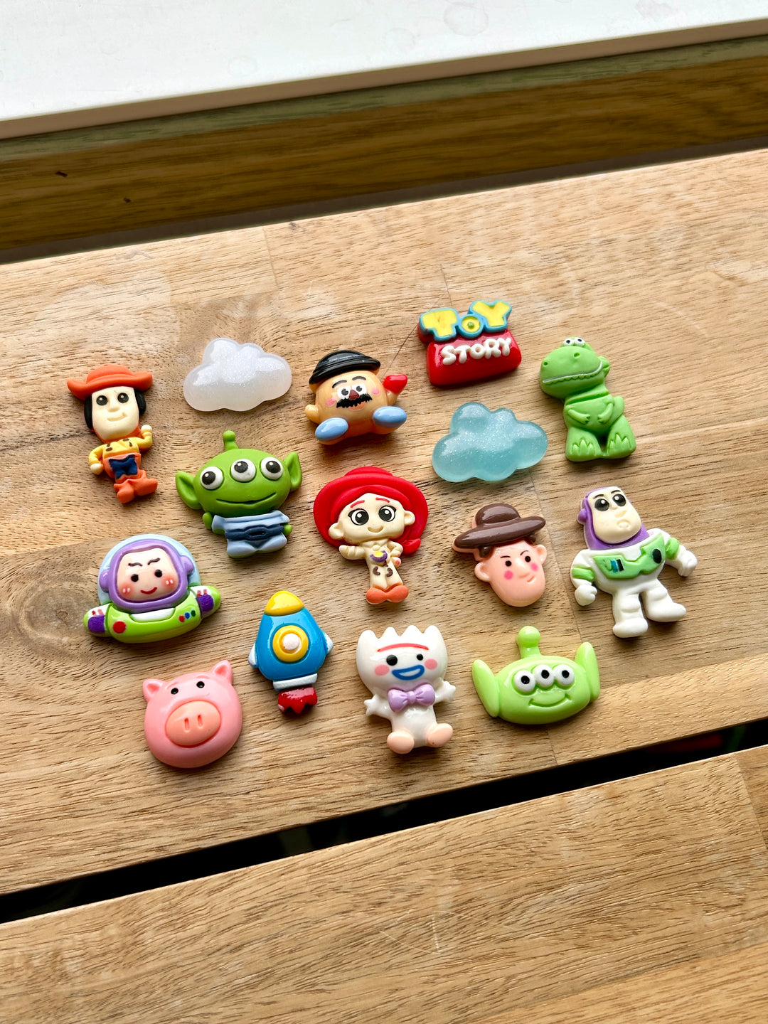 Cowboy &amp; Space Friends Charms Set of 15pcs | Movie-Inspired Sensory Play | Resin Loose Parts
