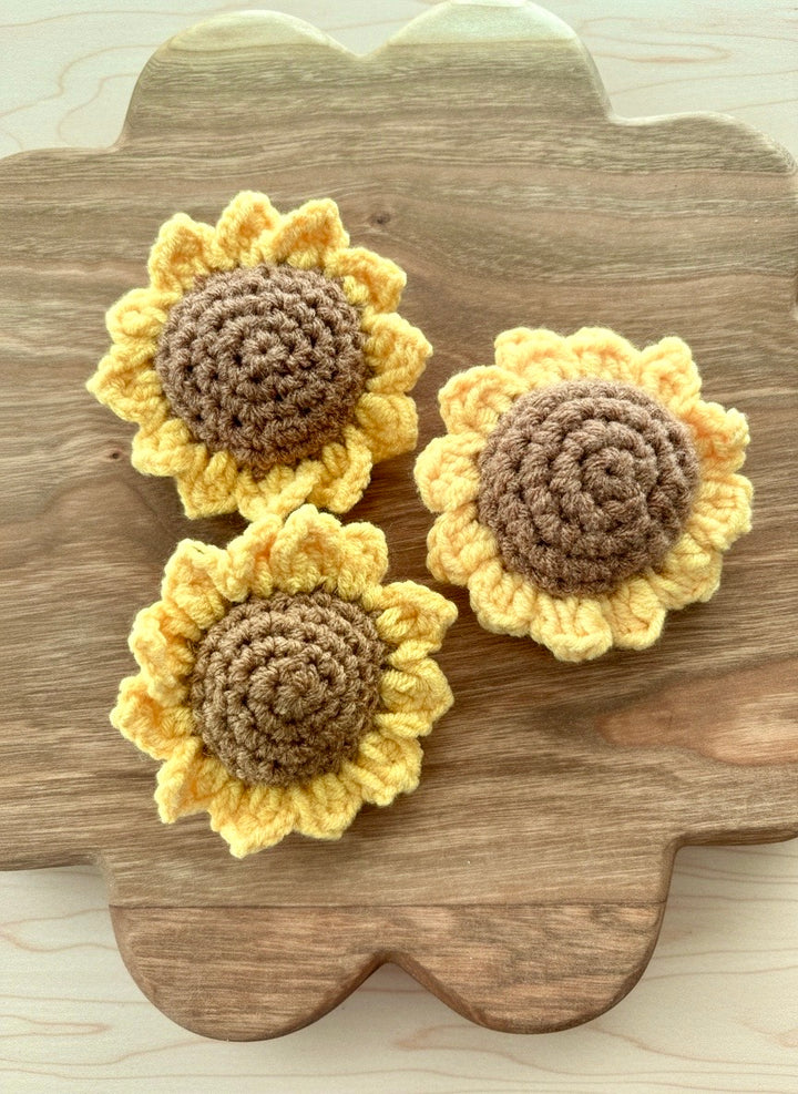 Handmade Wool Crochet Sunflower Head | Pretend Play Flower
