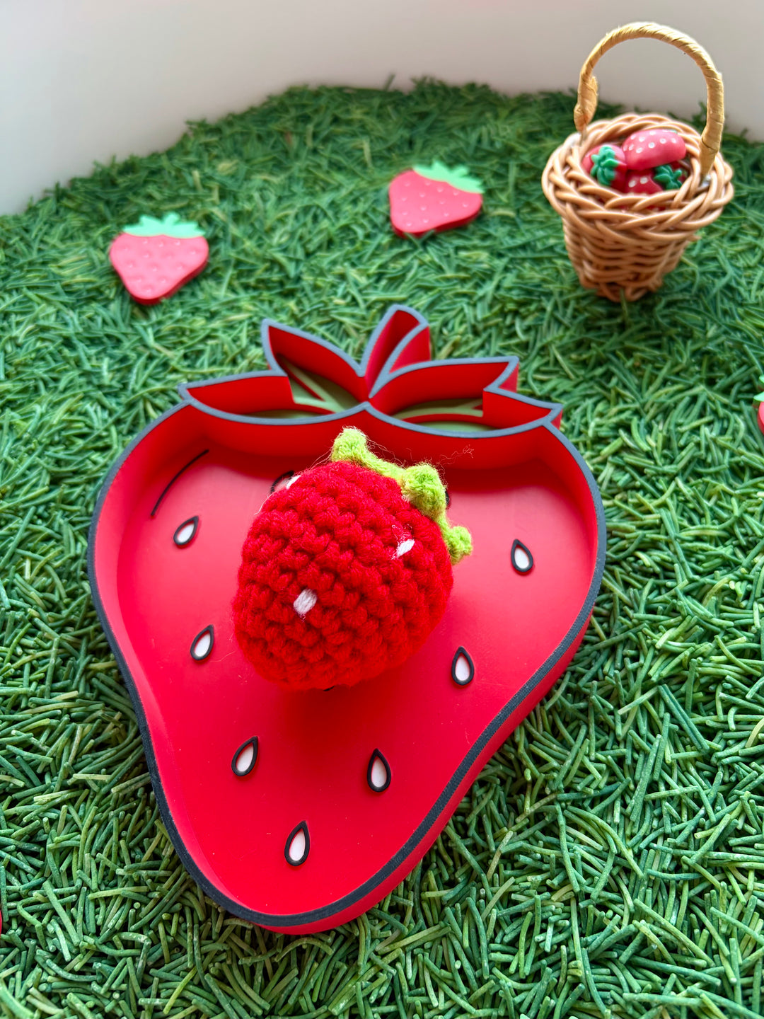 Handmade Wool Crochet Strawberry | Pretend Play Food