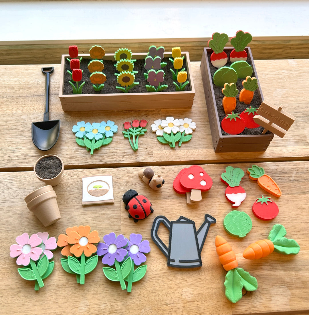 Miniature Gardening Set | Small World Play | Garden Sensory Bin | Playdough or Kinetic Sand ‘Dirt’