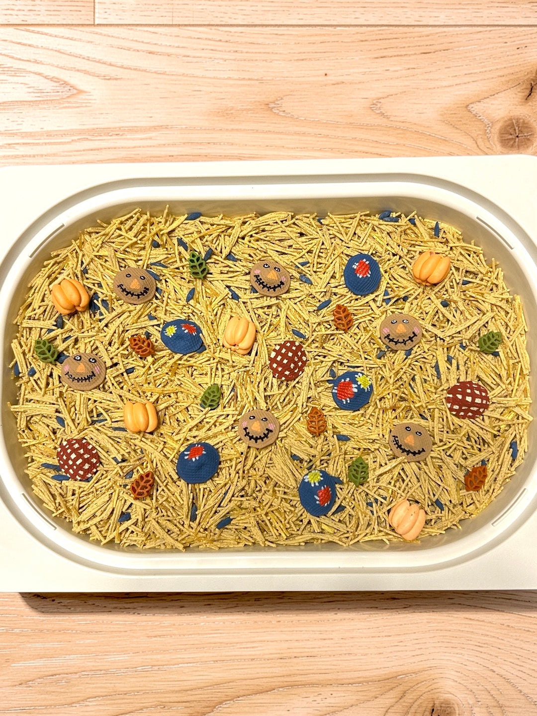 Scarecrow’s Harvest Sensory Filler | Fall Sensory Bin Mix | Handpainted Pasta