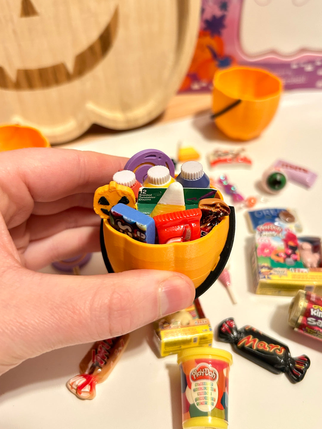Mini Pumpkin Boo Basket | Miniature Halloween Candy Set