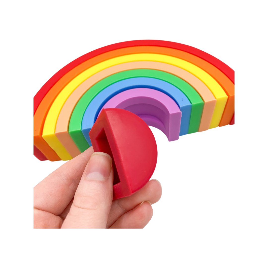 Montessori Silicone Stacking Rainbows | Baby Sensory & Bath Toy | BPA-Free Silicone