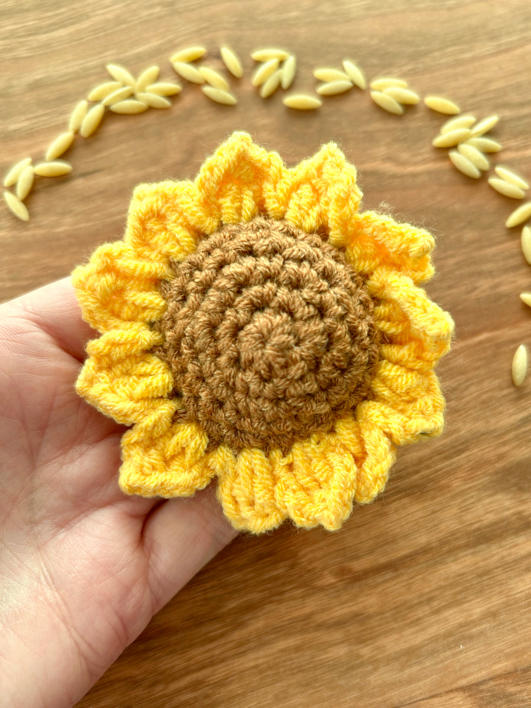 Handmade Wool Crochet Sunflower Head | Pretend Play Flower