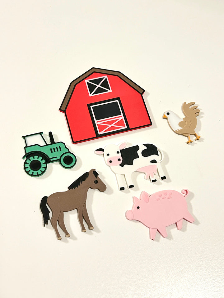 Farm &amp; Fall Fair Loose Parts Set | 3D Printed Farm Animals, Tractor &amp; Barn