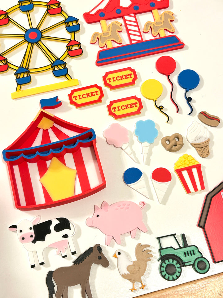 Farm &amp; Fall Fair Loose Parts Set | 3D Printed Farm Animals, Tractor &amp; Barn