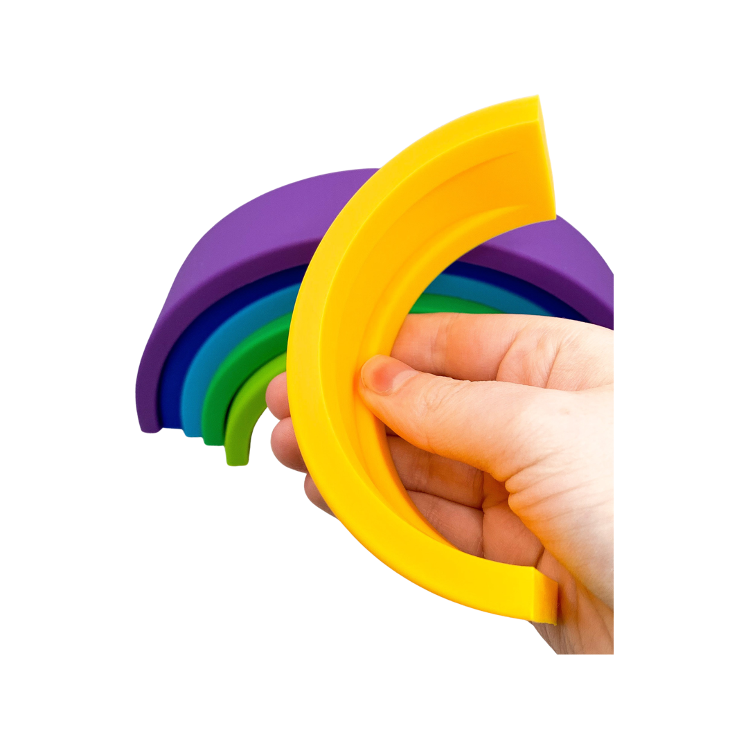 Montessori Silicone Stacking Rainbows | Baby Sensory & Bath Toy | BPA-Free Silicone