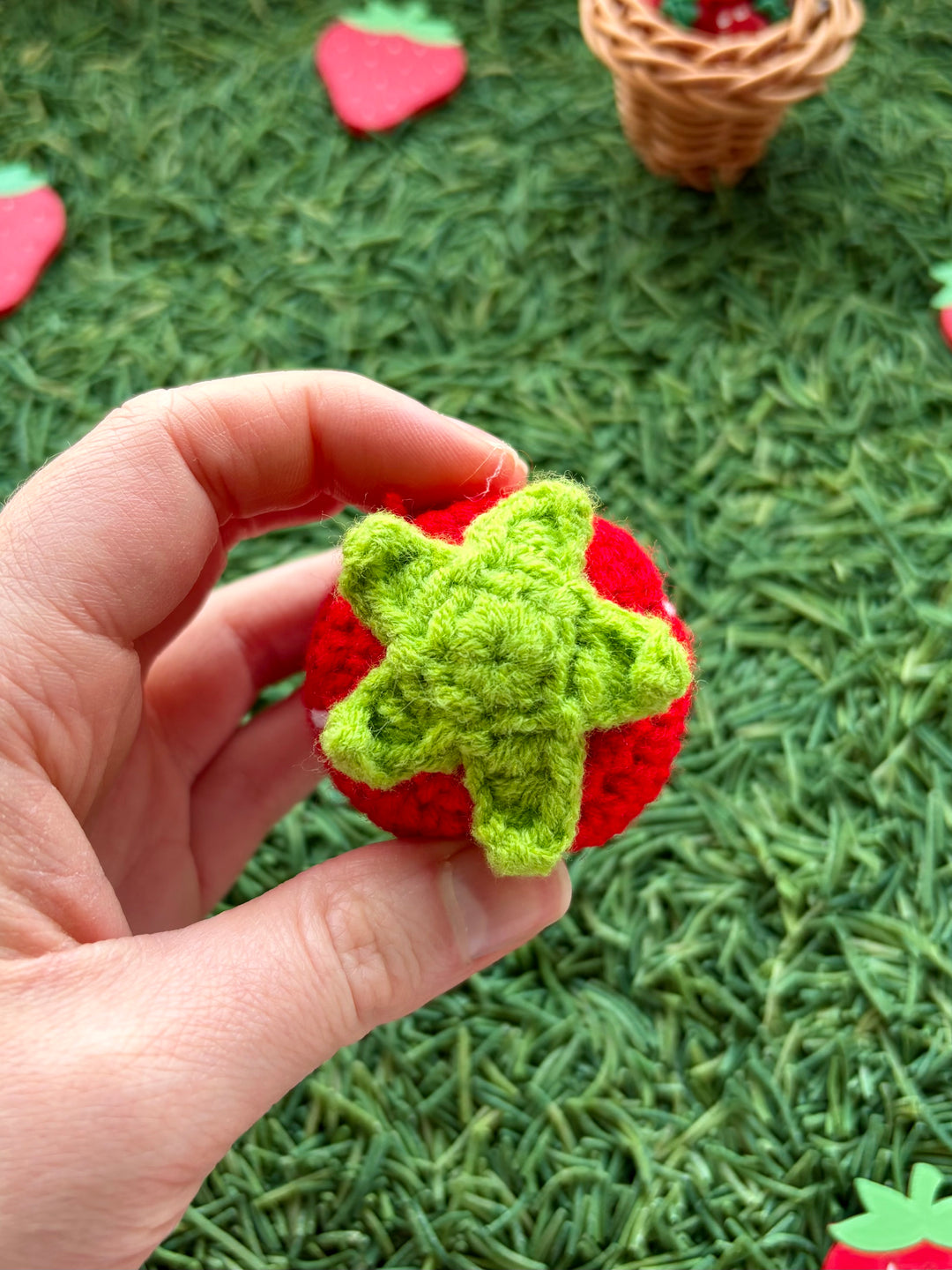 Handmade Wool Crochet Strawberry | Pretend Play Food