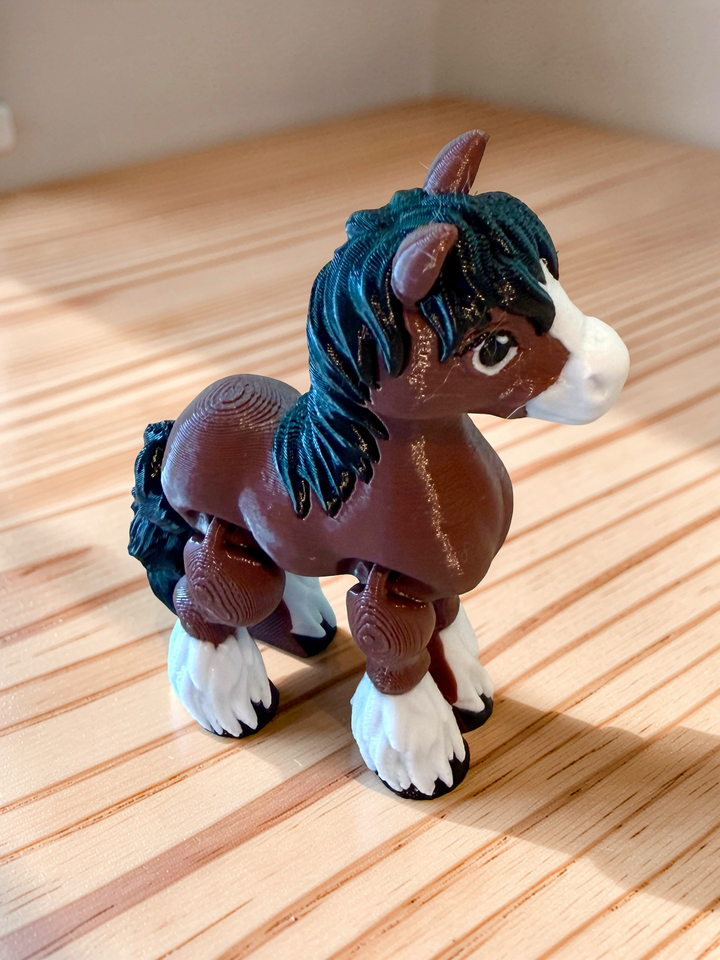 3D Printed Articulated Brown Horse