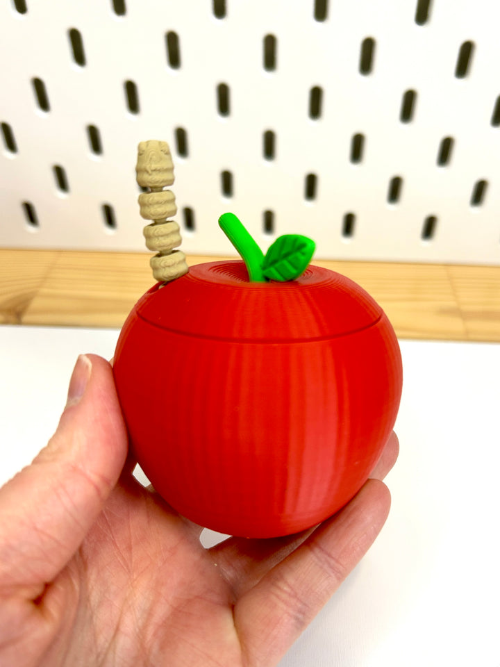 3D Printed Apple &amp; Worm Set | Back to School Sensory Play | Eco-Friendly PLA