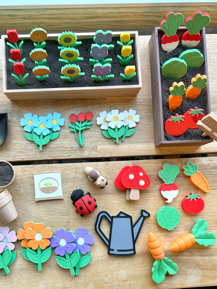 Miniature Gardening Set | Small World Play | Garden Sensory Bin | Playdough or Kinetic Sand ‘Dirt’