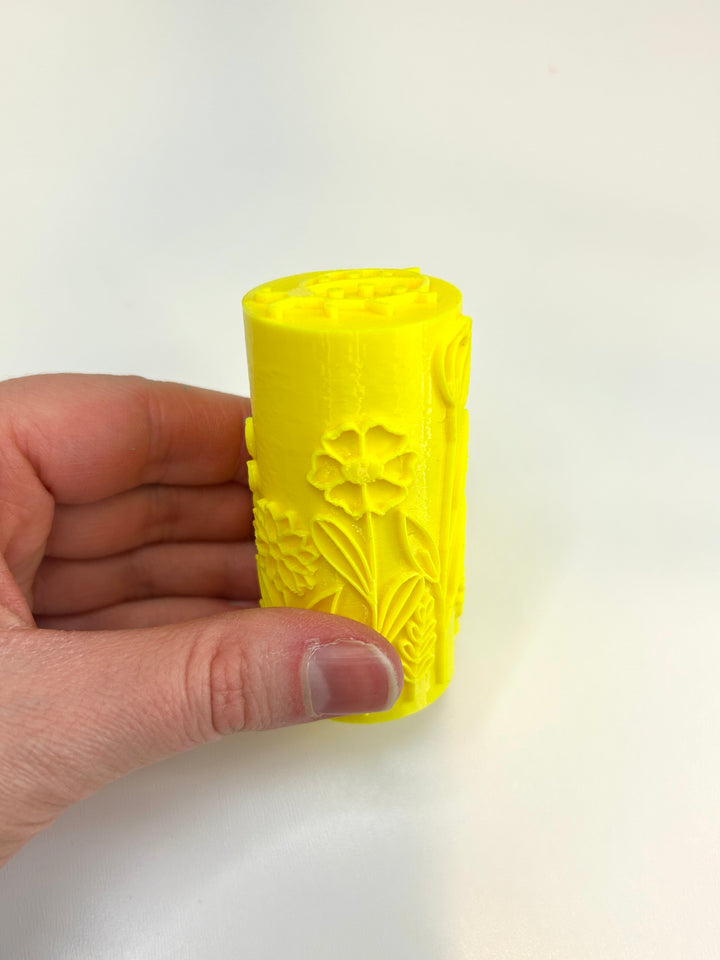 Spring-Themed | 3D Printed Texture Roller | Insects & Flowers | Playdough Tool