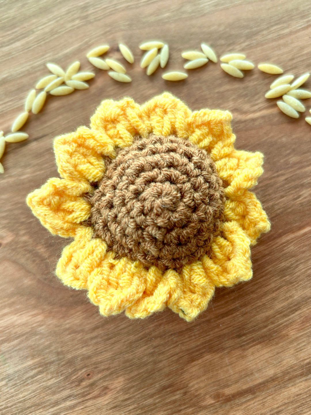 Handmade Wool Crochet Sunflower Head | Pretend Play Flower