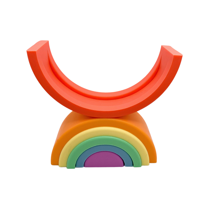 Montessori Silicone Stacking Rainbows | Baby Sensory & Bath Toy | BPA-Free Silicone