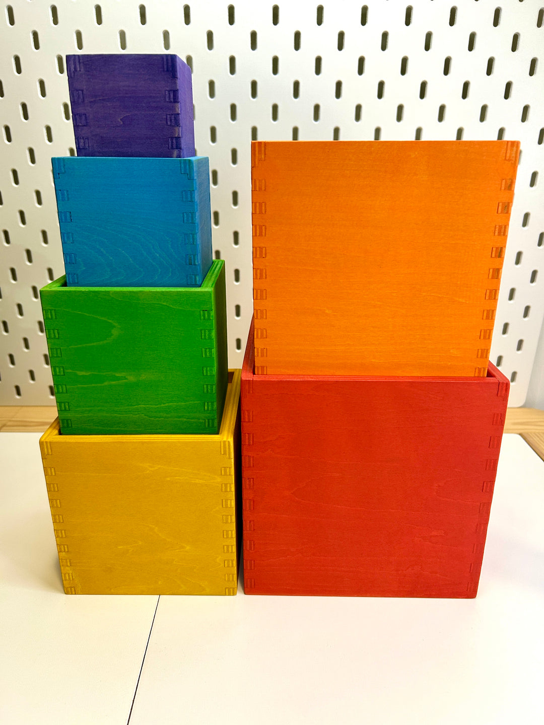 Wooden Colourful Nesting Boxes | Stackable Rainbow