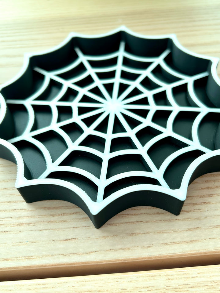 Spiderweb Sensory Tray | Black &amp; White 3D Printed Trinket Tray