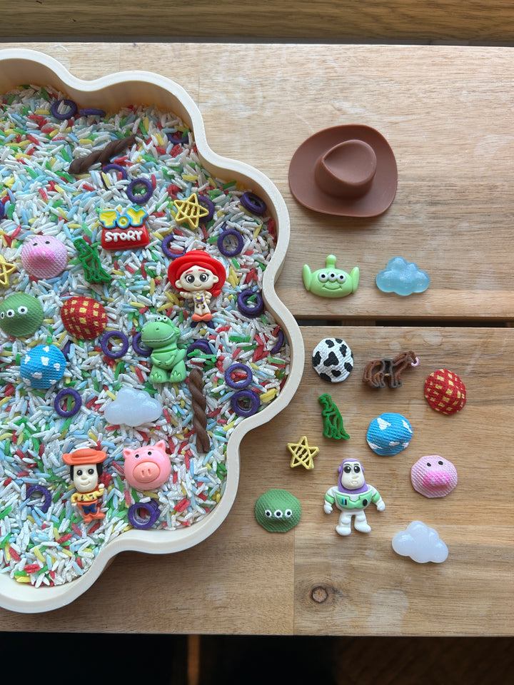 Cowboys &amp; Cosmos Sensory Filler Mix | Movie-Inspired Sensory Play | Handpainted Pasta