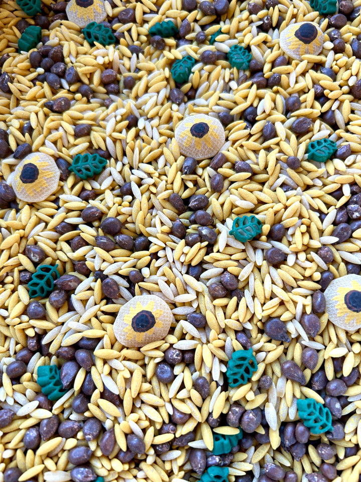 Sunflower Fields Sensory Filler | Fall Sensory Bin | Handpainted Sunflower Pasta