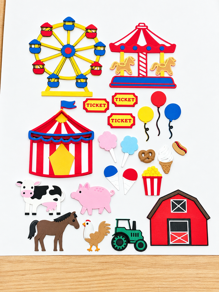Farm &amp; Fall Fair Loose Parts Set | 3D Printed Farm Animals, Tractor &amp; Barn