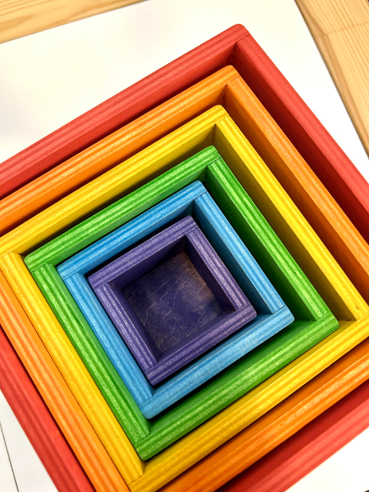 Wooden Colourful Nesting Boxes | Stackable Rainbow