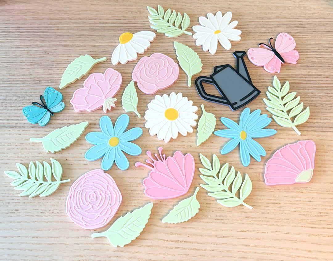 Blooming Wildflower Loose Parts | 23-Piece Sensory Play Set | Gardening Bin | Eco-Friendly PLA
