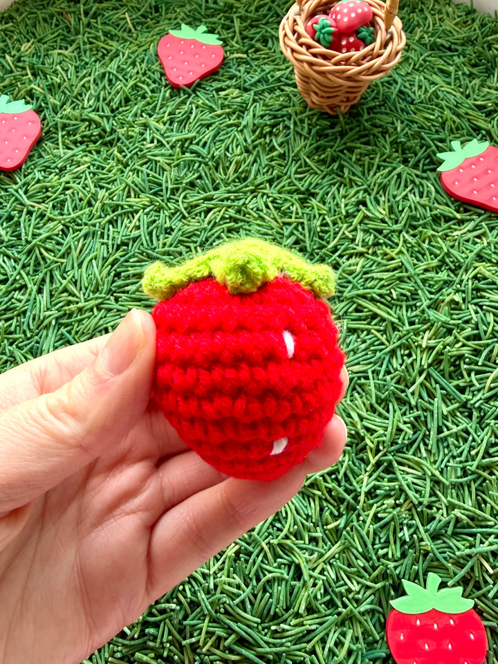 Handmade Wool Crochet Strawberry | Pretend Play Food